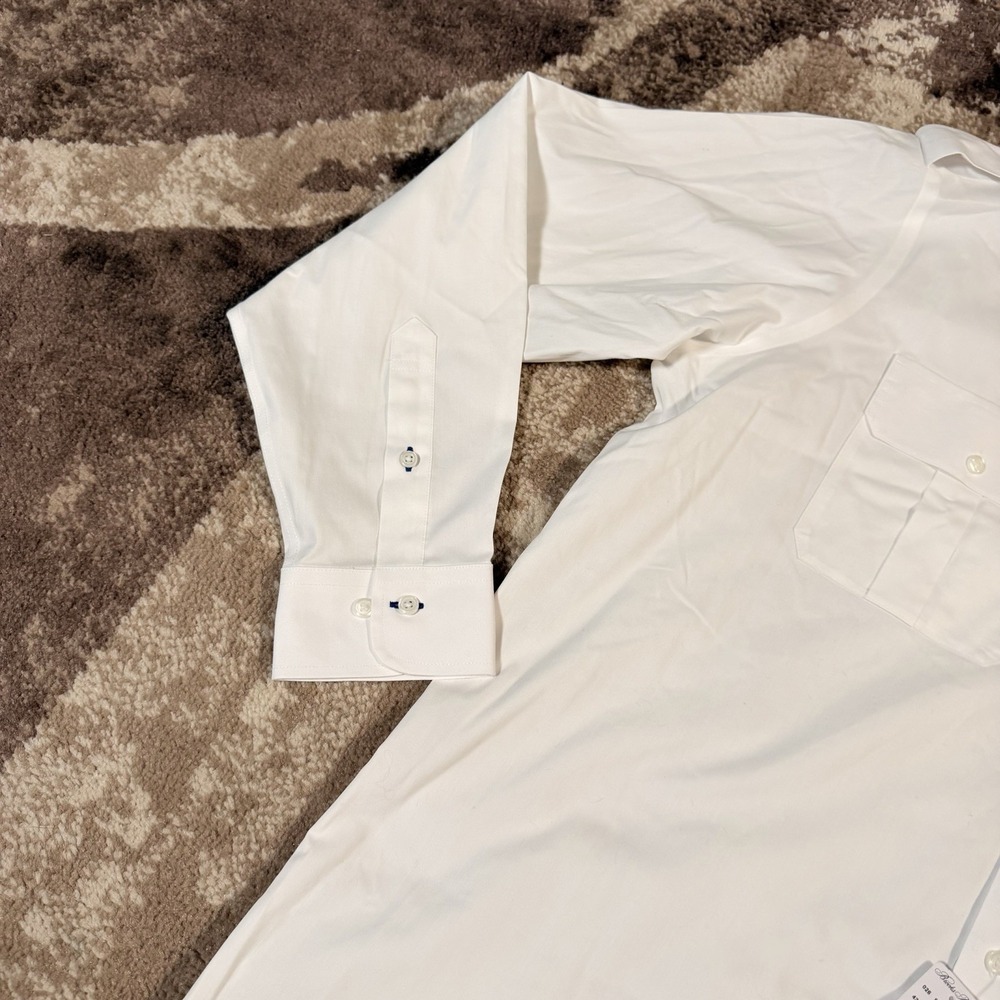 Brooks Brothers United Airlines Shirt Mens 17 36/37 White Long Sleeve Pilot NEW - Picture 3 of 10